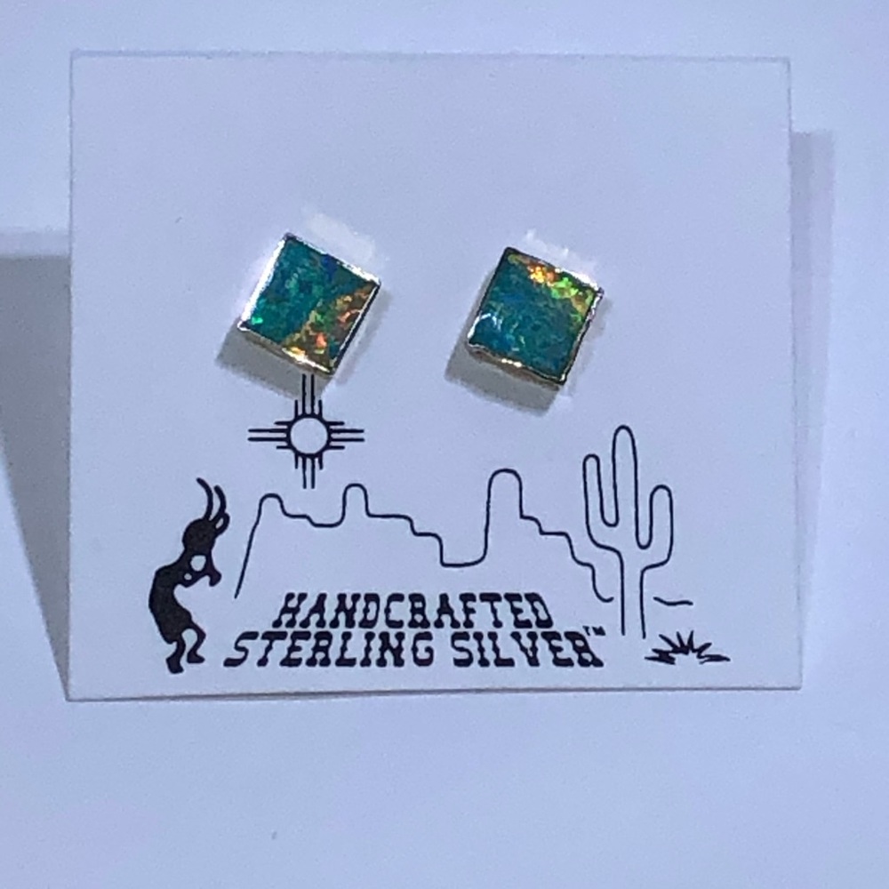 Sterling silver opal earrings